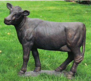 Cow Garden Statue Cement Sculpture 36" H