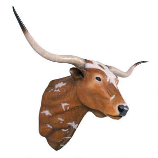 Texas Longhorn Bull Sculptural Wall Trophy Head