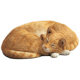 Cat Orange Sleeping Sculpture Life-Size