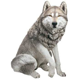 Life-Size Wolf Gray Sculpture