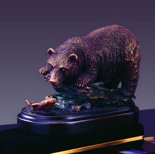 Bear & Fish Wildlife Sculpture