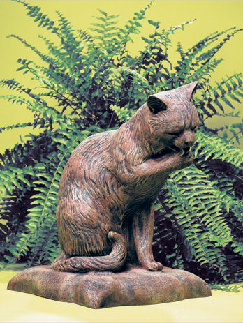 Cat Licking On Paw - Cat Sculpture