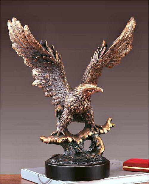 Eagle Statue on Branch Sculpture 15.5" H