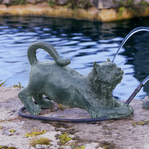 Raining Cats Piped Bronze Spouting Statue