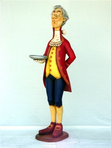 Animatronic English-Style Butler Holding Tray