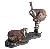 Two Raccoons On A Log Bronze Sculpture